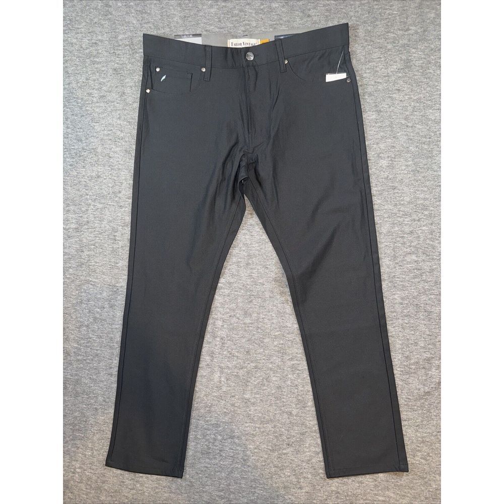 NWT Tailor Vintage Pant Men Black Luxe Performance Tech Golf Slim 5-Pocket 36X32